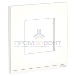 Рамка Unica Pure 1 пост горизонтальная, матовое стекло/белый