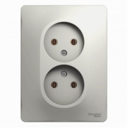 Розетка двойная без заземления16А в сборе SE Glossa, перламутр