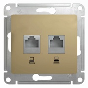 Розетка двойная компьютерная RJ45+RJ45 кат.5E механизм SE Glossa, титан