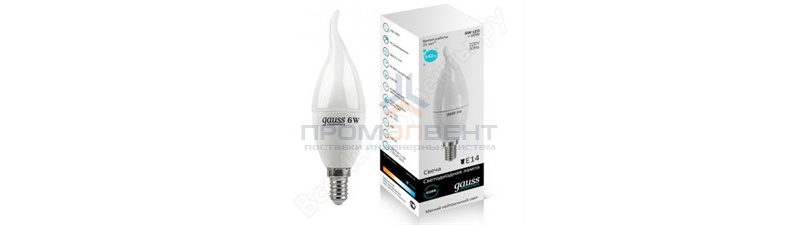Лампа Gauss LED Elementary Candle Tailed 6W E14 4100K 1/10/50