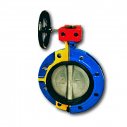 Затвор дисковый поворотный Zetkama 499 A - Ду350 (PN10, Tmax 110°C, c редуктором, диск. нерж сталь)