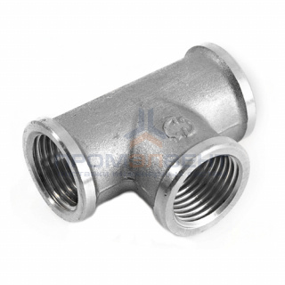 Тройник латунный резьбовой равнопроходный STOUT (ВР) - 1"1/4 (никелированный)