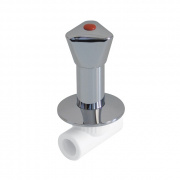 Кран вентильный под штукатурку с удлиненной ручкой KALDE - 25 (для полипроп.труб, цвет белый)