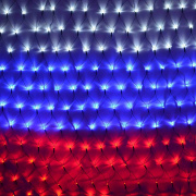 15-38 Гирляндная сетка светодиодная, цвет - флаг РФ, 360 диодов, размер 2,4*1 м