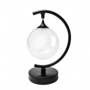 FT-02-01 Фитосветильник настольный, светодиодный, стеклянный шар Ø120мм, 5 В, 1Вт, диммер, USB-штекер длиной 1,8 м, С-образный, черный (без наполнения)