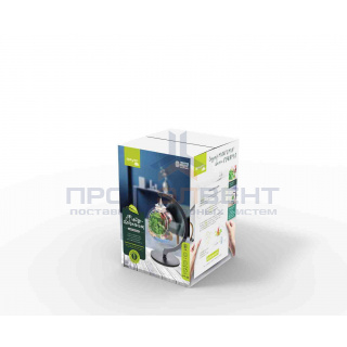 FT-23 Фитосветильник настольный, светодиодный, стеклянный шар Ø120 мм, 1 Вт, 5В,  кабель с USB-выходом длиной 1,8 м, черное основание,  с искусственным растением.