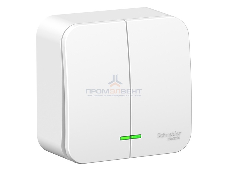 Выключатель 2-клавишный с подсветкой (cх.5) Blanca Schneider Electric 10А 250В белый изол.пластина