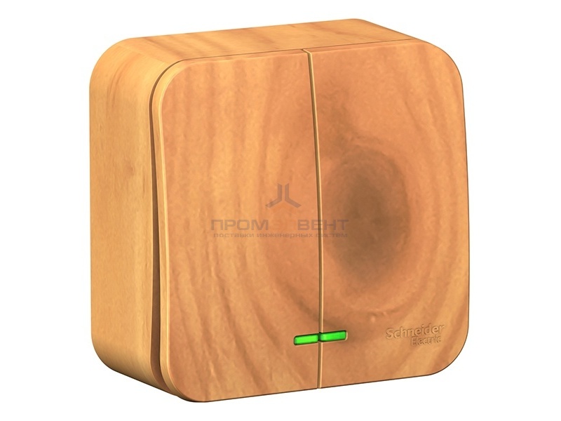 Выключатель 2-клавишный с подсветкой (cх.5) Blanca Schneider Electric 10А 250В ясень