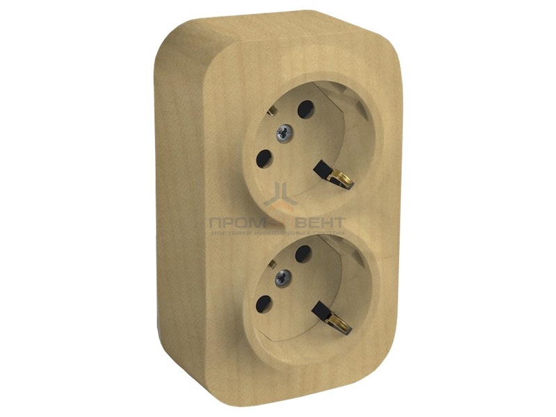 Розетка двойная Legrand Quteo с заземлением дерево [уп 10шт]