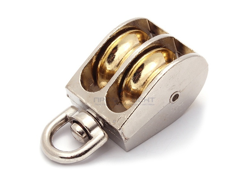 Блок для троса двойной 50мм металлический шкив (трос 12мм) оцинкованный