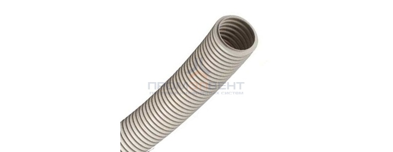 Труба ПВХ гибкая гофр. д.16мм, тяжёлая без протяжки, цвет серый [бухта 100м]