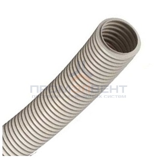 Труба ПВХ гибкая гофр. д.16мм, тяжёлая без протяжки, цвет серый [бухта 100м]