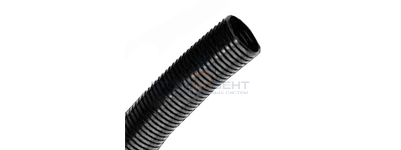 Труба PA6V0, гибкая гофр. д.50мм, без протяжки, цвет тёмно-серый [бухта 15м]