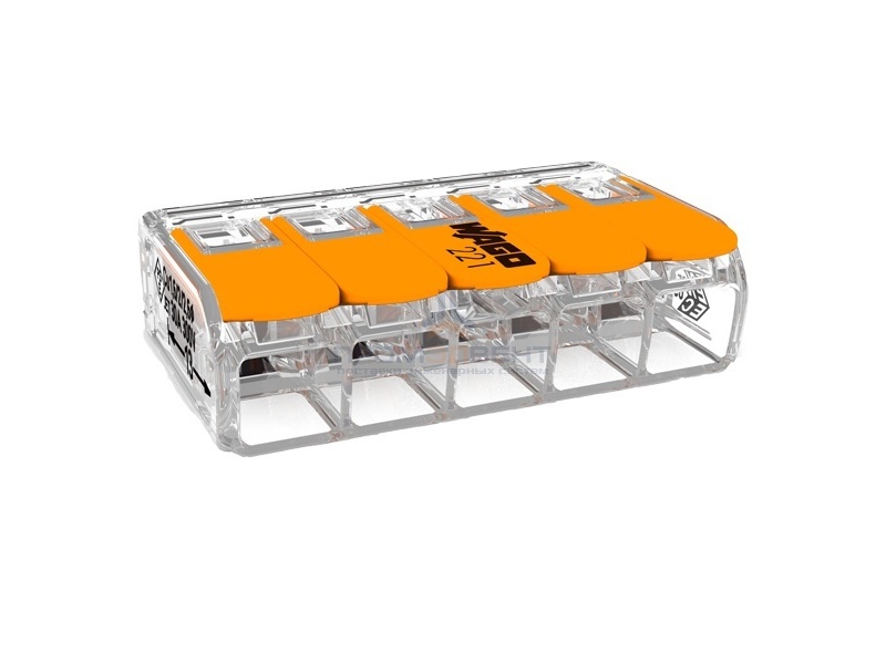 Клеммник WAGO 5 (одножильных или многожильных) х 0,5-6мм2 41A Cu [уп. 15шт]